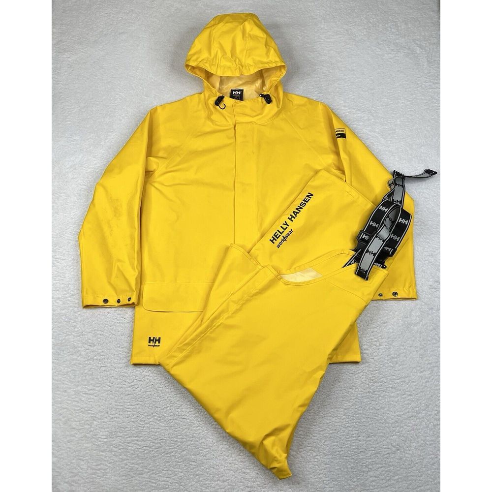 Helly Hansen Jacket Coveralls Medium Yellow 2 Piece Rain Coat Fisherman Workwear